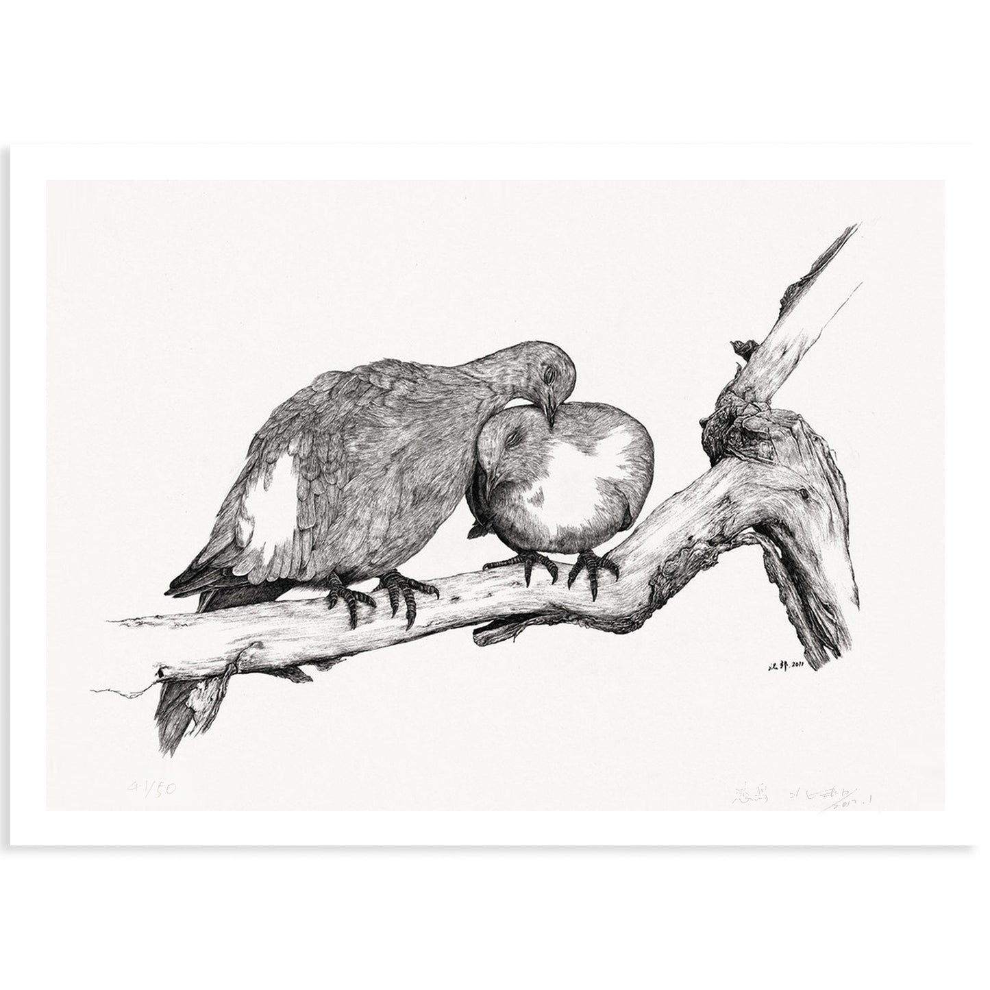 Animal Series Floating Zoo Art Print No.03 - Lovebirds - Print - Lavender Home London
