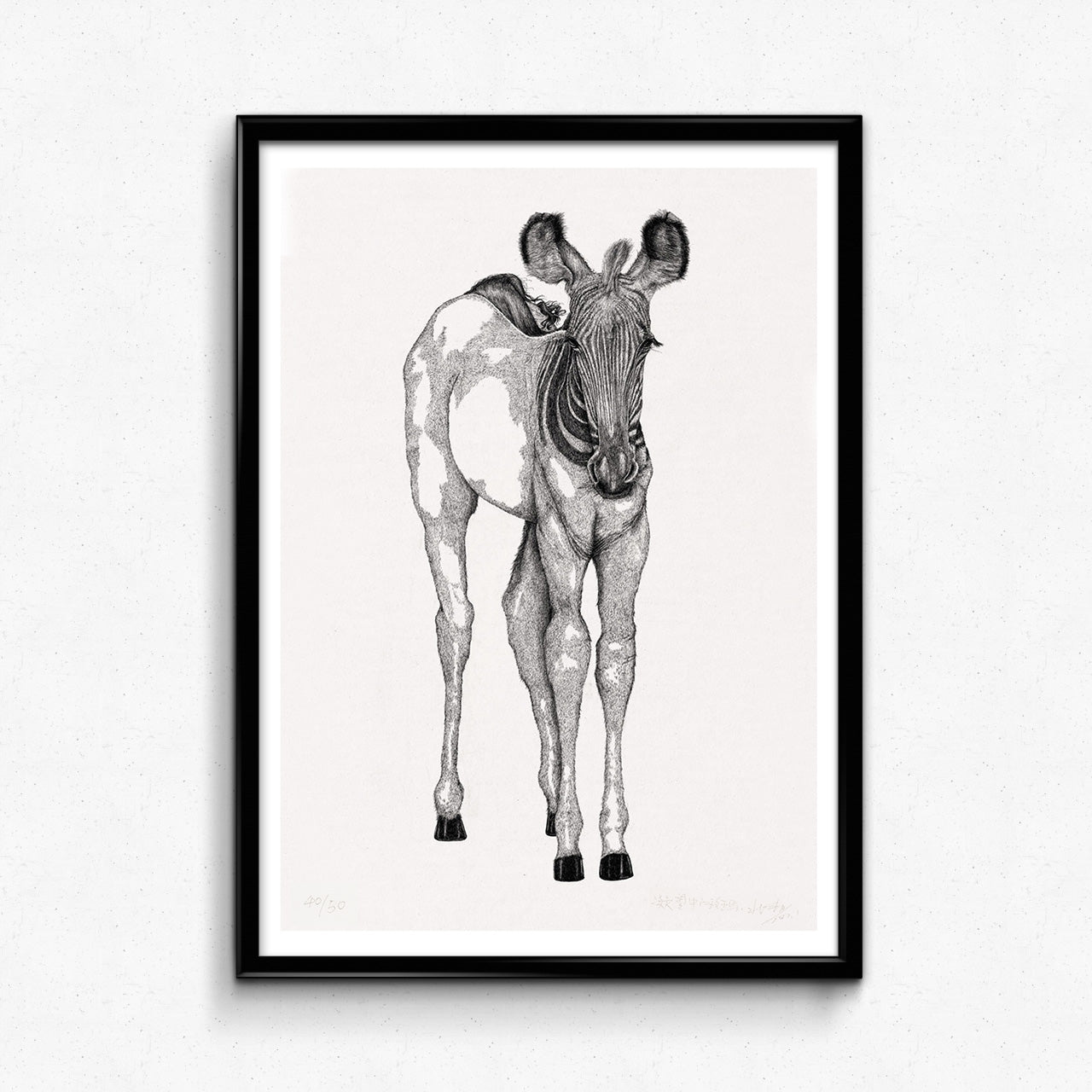 Animal Series Floating Zoo Art Print No.09 - Quiet Looking Of Zebra - Print - Lavender Home London