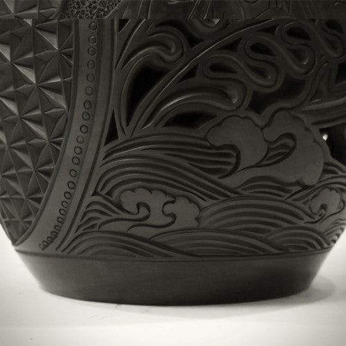 Traditional Chinese Handcrafted Black Clay - Vault of Heaven Vase - The Eight Immortals - Homeware - Lavender Home London