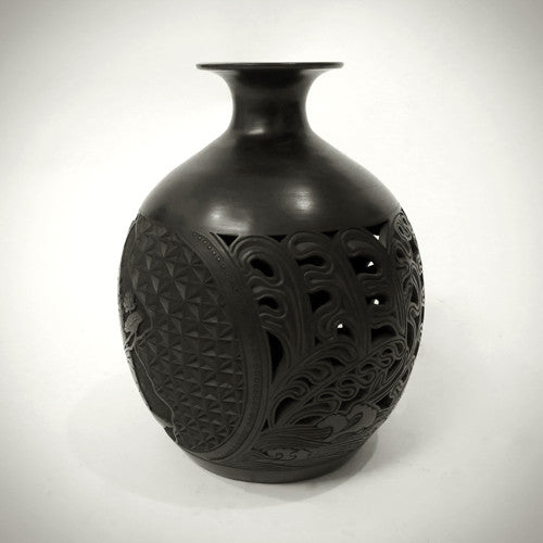Traditional Chinese Handcrafted Black Clay - Vault of Heaven Vase - The Eight Immortals - Homeware - Lavender Home London