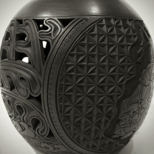 Traditional Chinese Handcrafted Black Clay - Vault of Heaven Vase - The Eight Immortals - Homeware - Lavender Home London