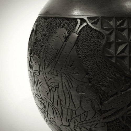 Traditional Chinese Handcrafted Black Clay - Vault of Heaven Vase - The Eight Immortals - Homeware - Lavender Home London