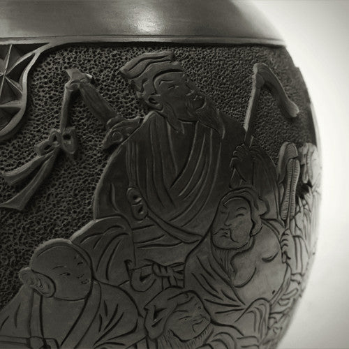 Traditional Chinese Handcrafted Black Clay - Vault of Heaven Vase - The Eight Immortals - Homeware - Lavender Home London