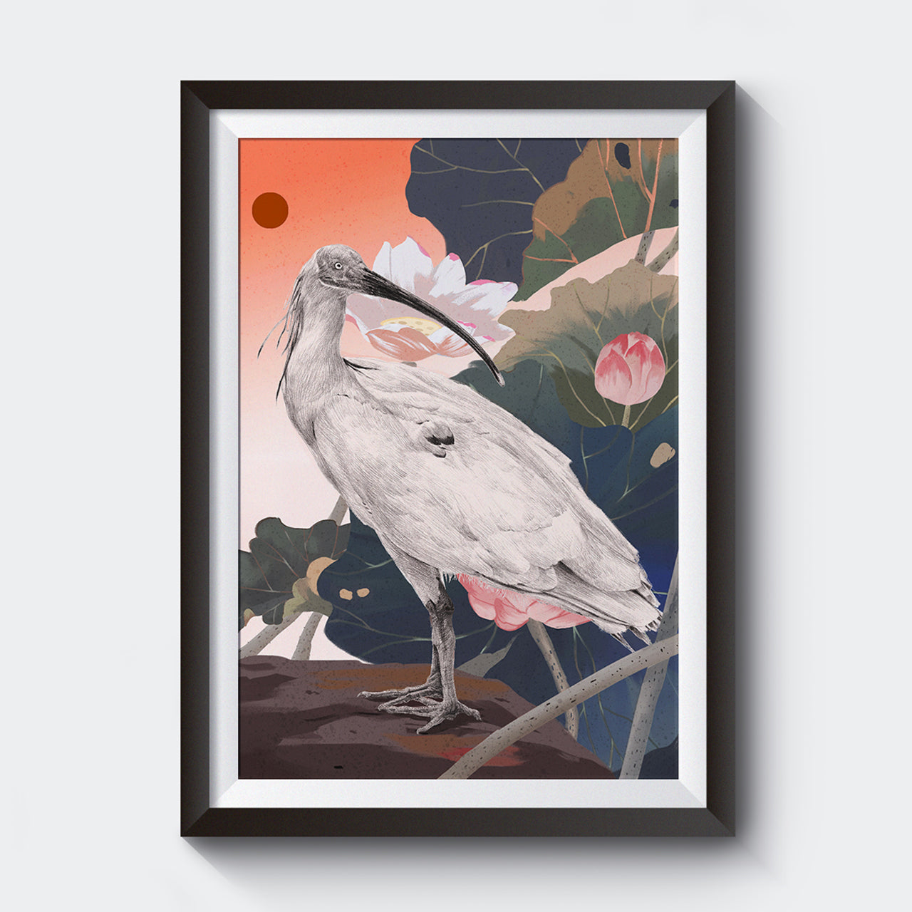 Endangered Animal Collection - Crested Ibis Bird Art Print - Print - Lavender Home London