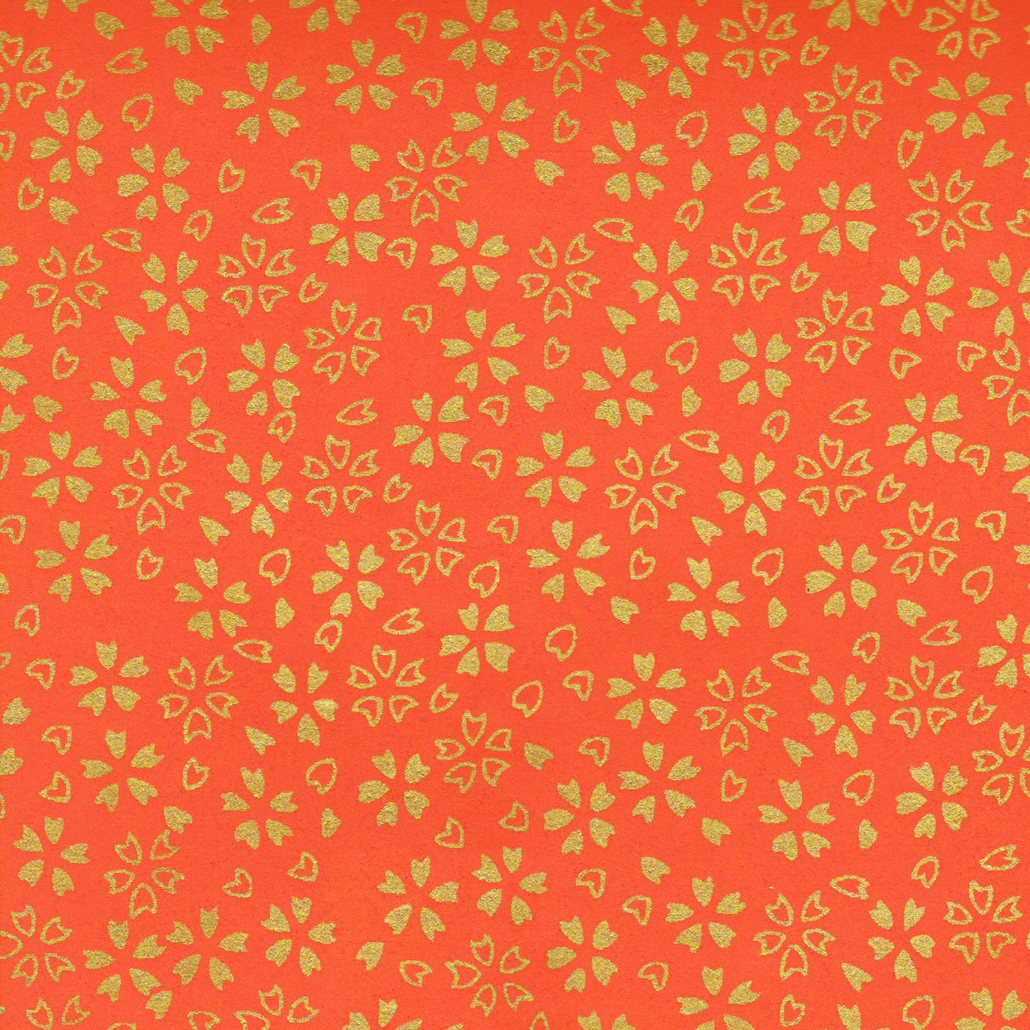 Pack of 20 Sheets 14x14cm Yuzen Washi Origami Paper HZ-018 - Gold Cherry Blossom Orange - washi paper - Lavender Home London