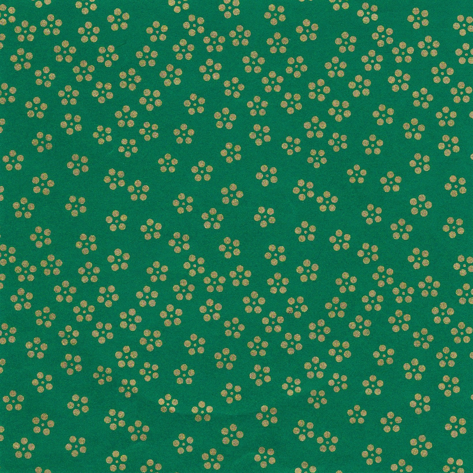 Pack of 20 Sheets 14x14cm Yuzen Washi Origami Paper HZ-057 - Gold Small Plum Flowers Green - washi paper - Lavender Home London