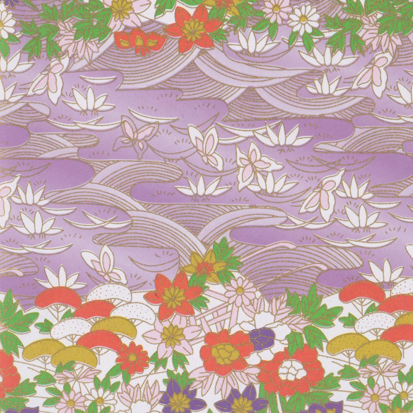Yuzen Washi Wrapping Paper HZ-061 - Secret Garden - washi paper - Lavender Home London