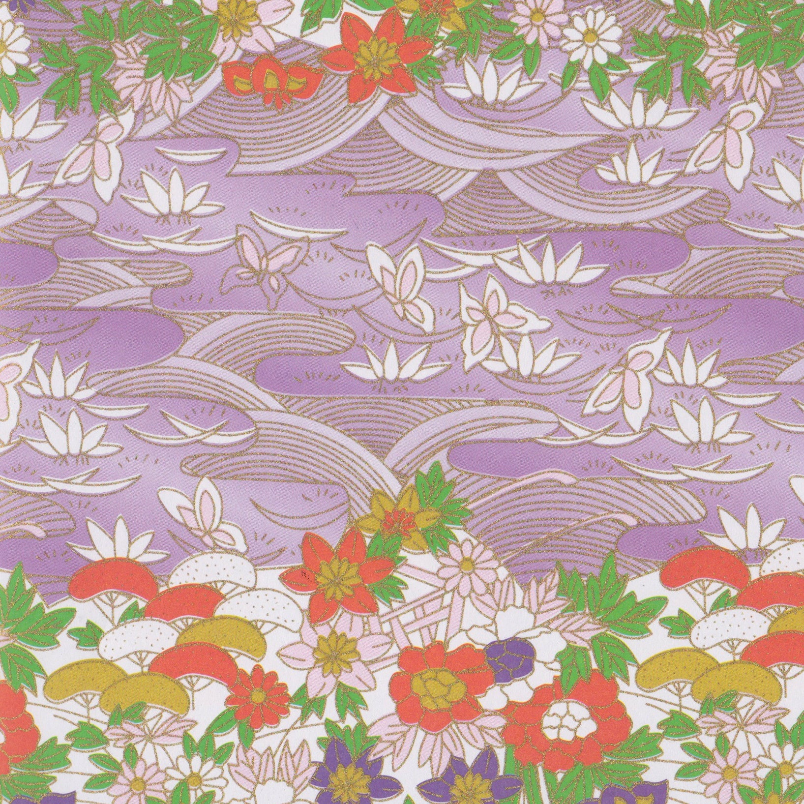 Yuzen Washi Wrapping Paper HZ-061 - Secret Garden - washi paper - Lavender Home London