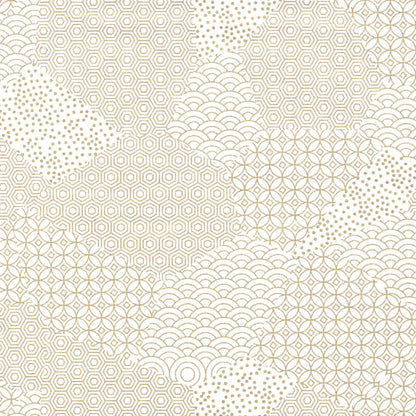 Pack of 20 Sheets 14x14cm Yuzen Washi Origami Paper HZ-079 - White Gold Mixed Geometric Patterns - washi paper - Lavender Home London