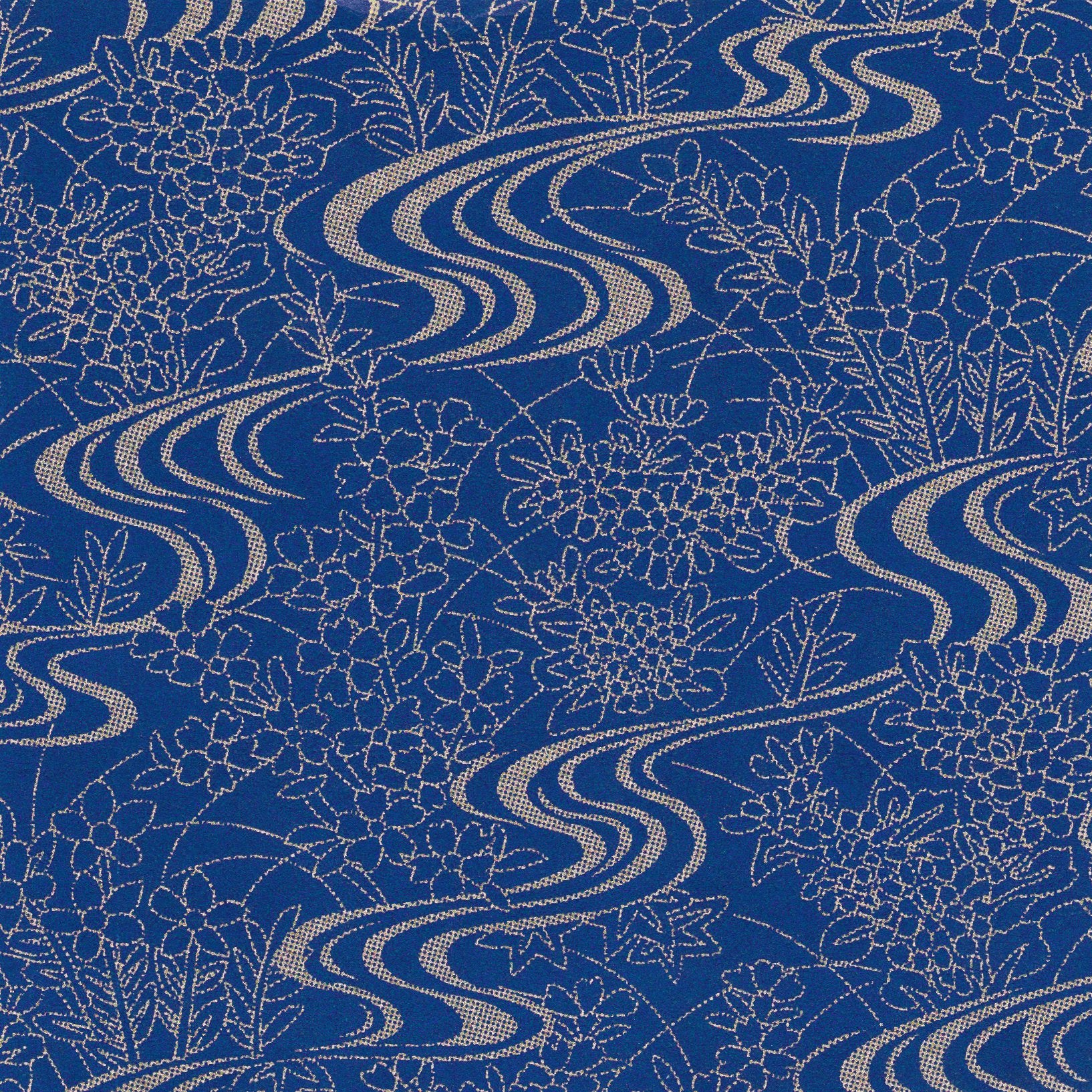 Pack of 20 Sheets 14x14cm Yuzen Washi Origami Paper HZ-086 - Sapphire Flowing Water Garden - washi paper - Lavender Home London