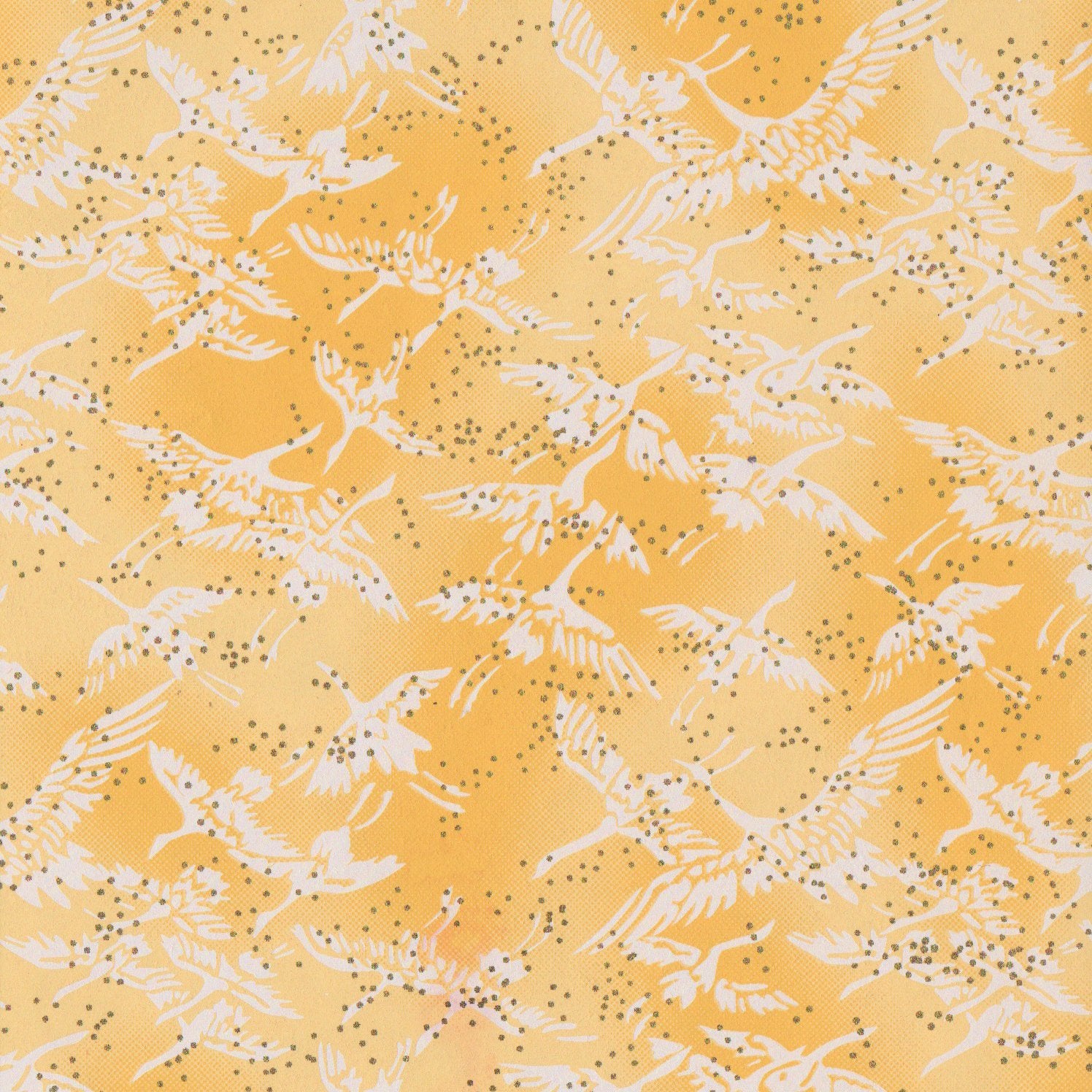 Pack of 20 Sheets 14x14cm Yuzen Washi Origami Paper HZ-091 - Cranes Sunny Yellow - washi paper - Lavender Home London
