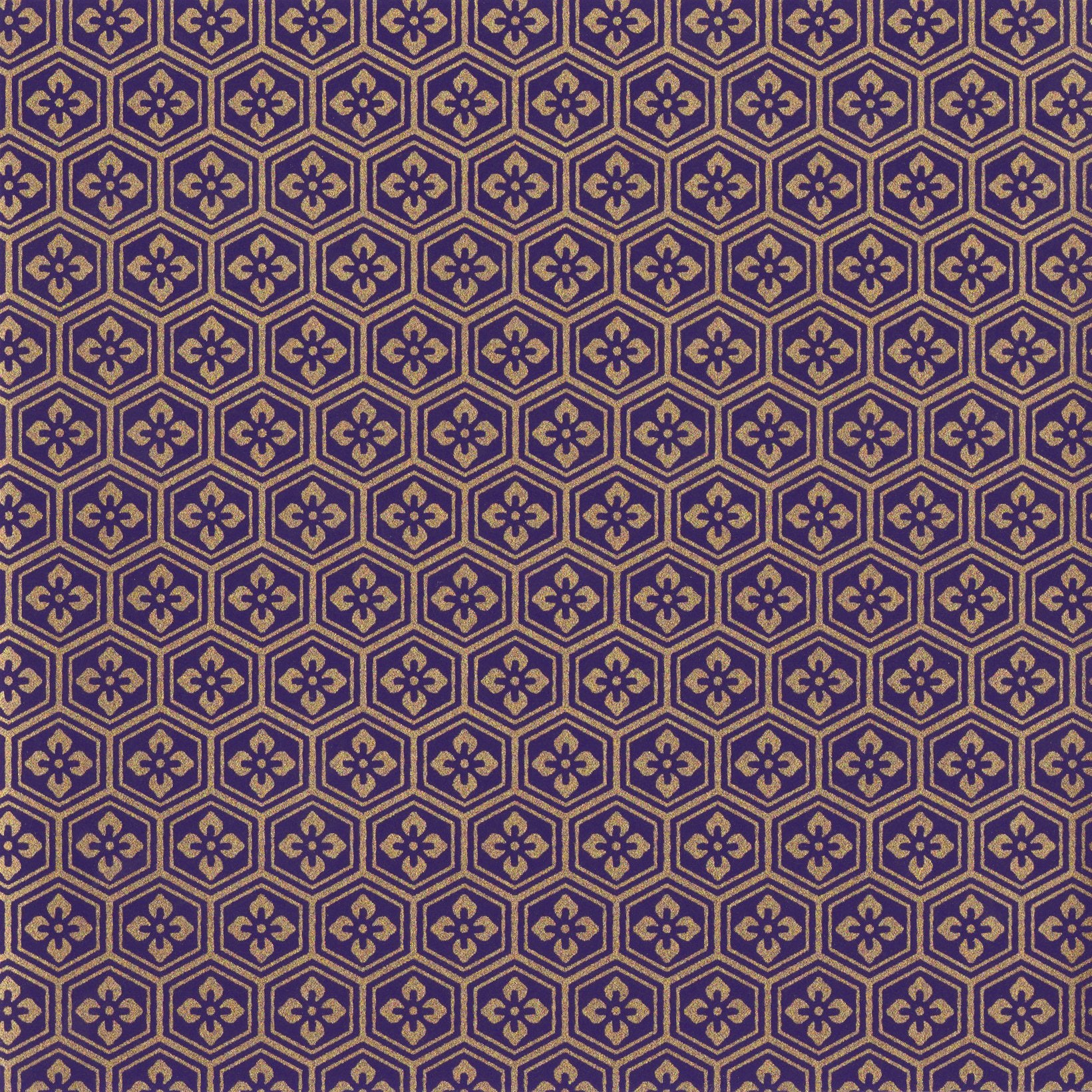 Pack of 20 Sheets 14x14cm Yuzen Washi Origami Paper HZ-106 - Purple Gold Tortoiseshell Diamond Flower - washi paper - Lavender Home London