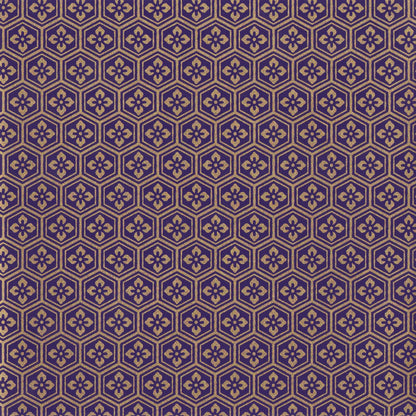 Pack of 20 Sheets 14x14cm Yuzen Washi Origami Paper HZ-106 - Purple Gold Tortoiseshell Diamond Flower - washi paper - Lavender Home London