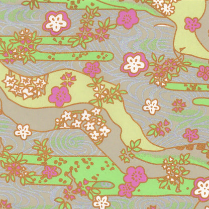 Pack of 20 Sheets 14x14cm Yuzen Washi Origami Paper HZ-160 - Early Spring River - washi paper - Lavender Home London