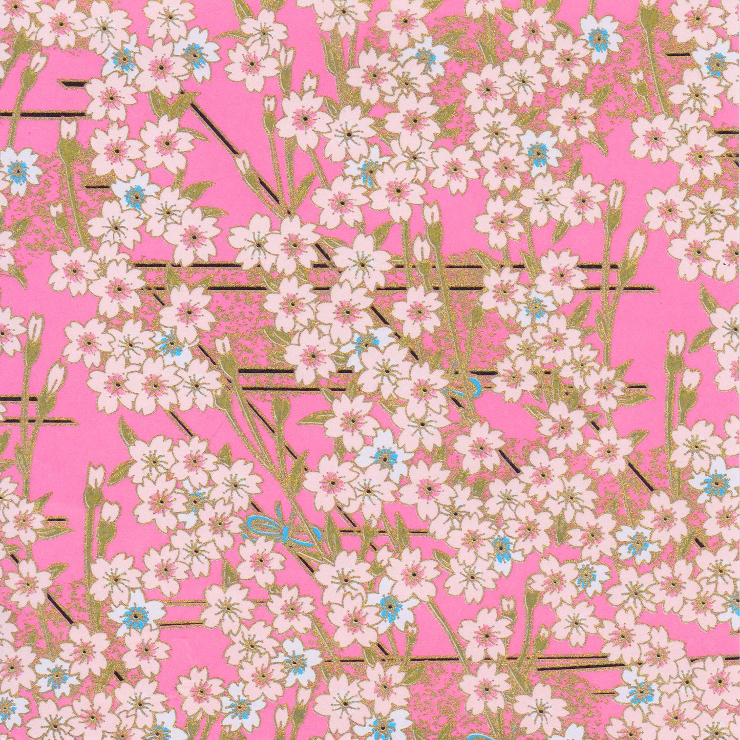 Pack of 20 Sheets 14x14cm Yuzen Washi Origami Paper HZ-163 - Girly Pink Cherry Blossom - washi paper - Lavender Home London