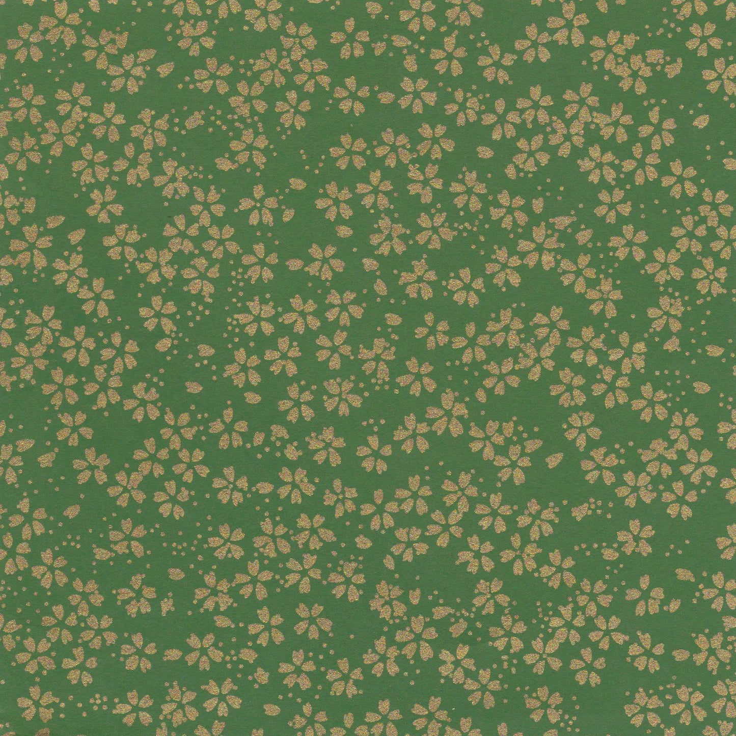 Pack of 20 Sheets 14x14cm Yuzen Washi Origami Paper HZ-166 - Small Gold Cherry Blossom Matcha - washi paper - Lavender Home London