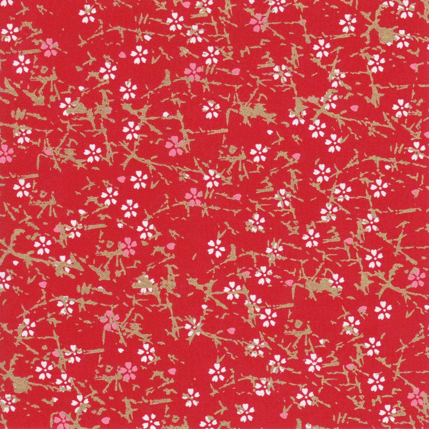 Pack of 20 Sheets 14x14cm Yuzen Washi Origami Paper HZ-182 - Pink & White Cherry Blossom Red - washi paper - Lavender Home London