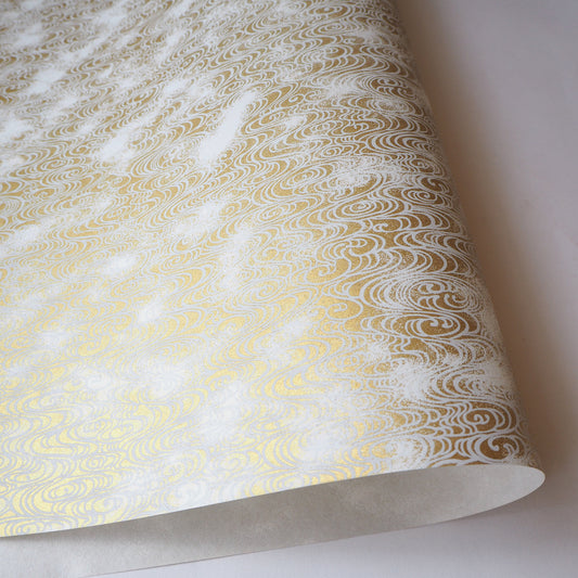 Yuzen Washi Wrapping Paper HZ-225 - Flowing Water Gold - washi paper - Lavender Home London
