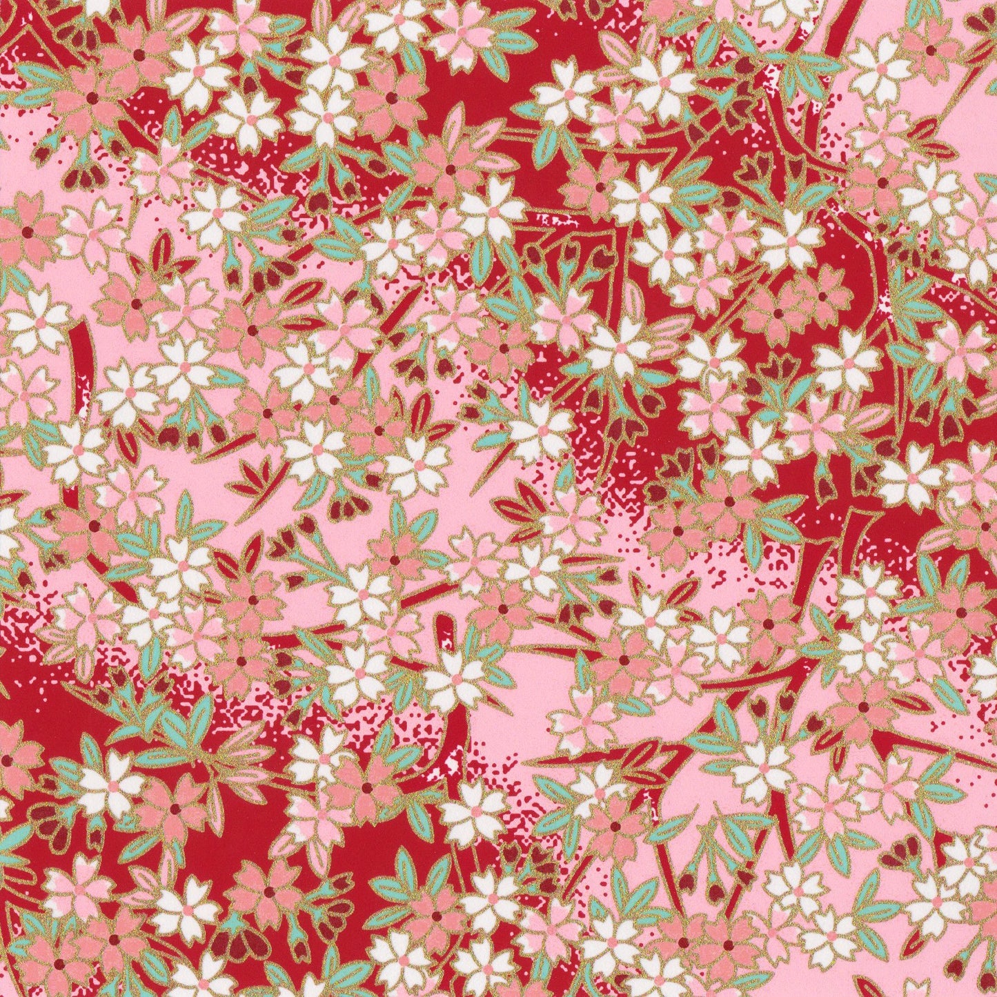 Pack of 20 Sheets 14x14cm Yuzen Washi Origami Paper HZ-236 - Cherry Blossom Red Pink Gradation - washi paper - Lavender Home London