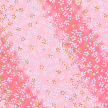 Pack of 20 Sheets 14x14cm Yuzen Washi Origami Paper HZ-240 - Small Cherry Blossom Pink Gradation - washi paper - Lavender Home London