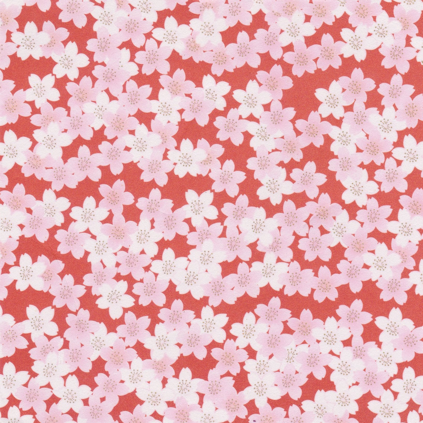 Pack of 20 Sheets 14x14cm Yuzen Washi Origami Paper HZ-247 - Flowery Cherry Blossom - washi paper - Lavender Home London