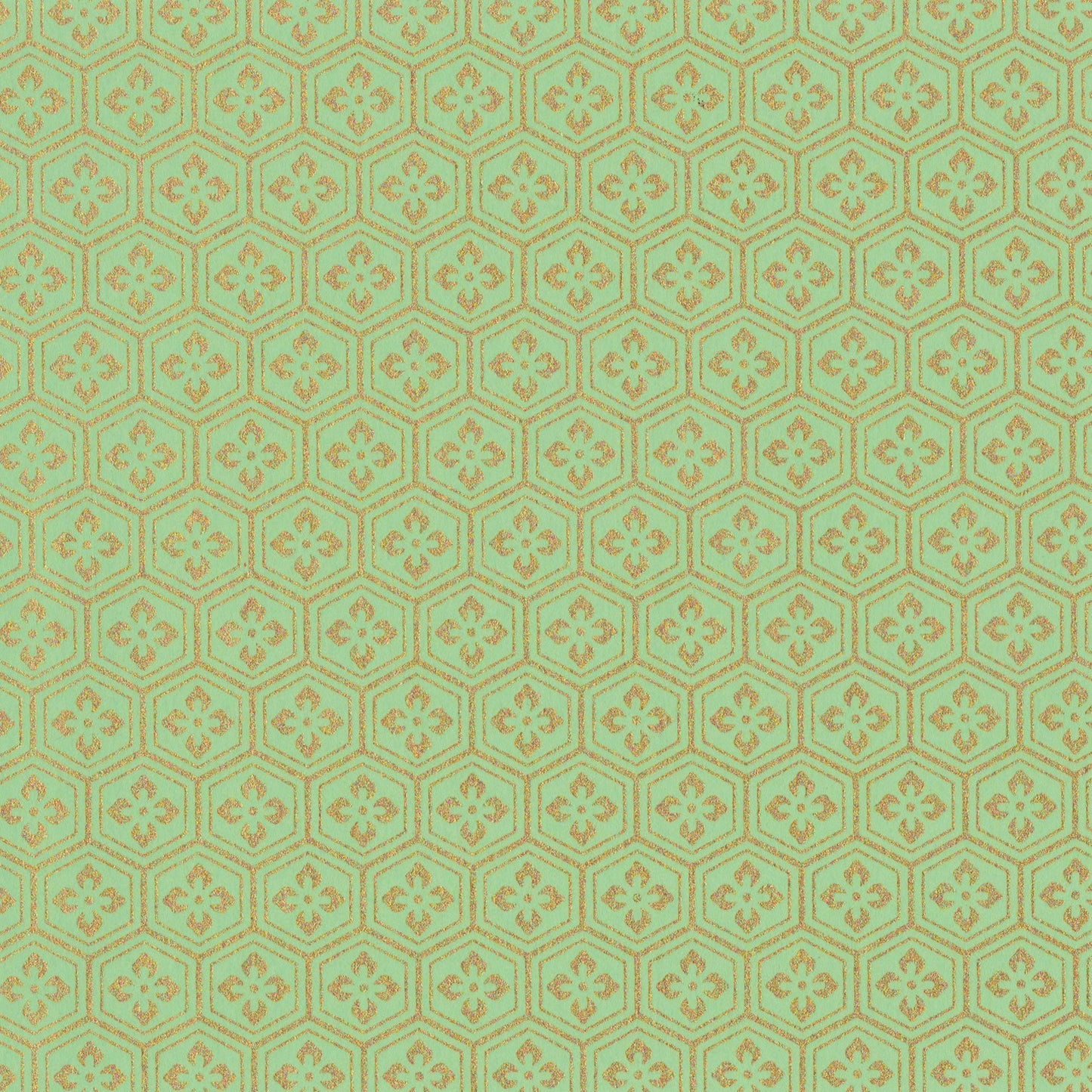 Pack of 20 Sheets 14x14cm Yuzen Washi Origami Paper HZ-256 - Mint Gold Tortoiseshell Diamond Flower - washi paper - Lavender Home London