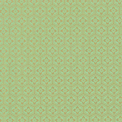 Pack of 20 Sheets 14x14cm Yuzen Washi Origami Paper HZ-256 - Mint Gold Tortoiseshell Diamond Flower - washi paper - Lavender Home London
