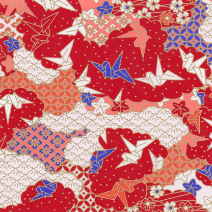 Pack of 20 Sheets 14x14cm Yuzen Washi Origami Paper HZ-264 - Origami Cranes & Mixed Geometric - washi paper - Lavender Home London