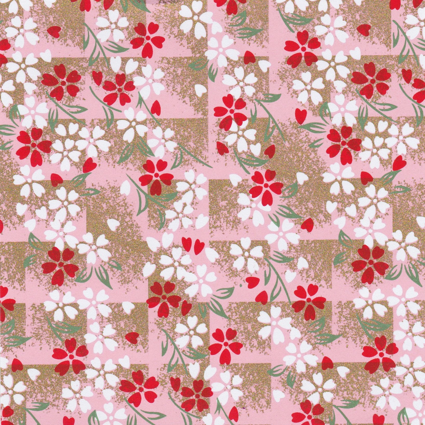 Pack of 20 Sheets 14x14cm Yuzen Washi Origami Paper HZ-267 - Cherry Blossom Pink Shade - washi paper - Lavender Home London