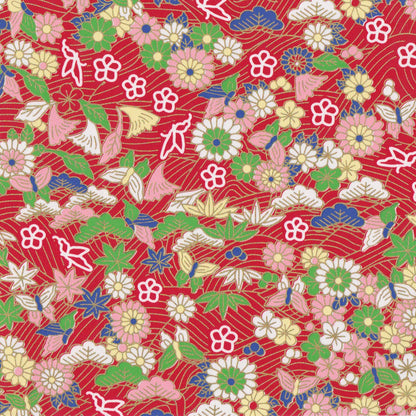 Pack of 20 Sheets 14x14cm Yuzen Washi Origami Paper HZ-268 - Red Parade - washi paper - Lavender Home London