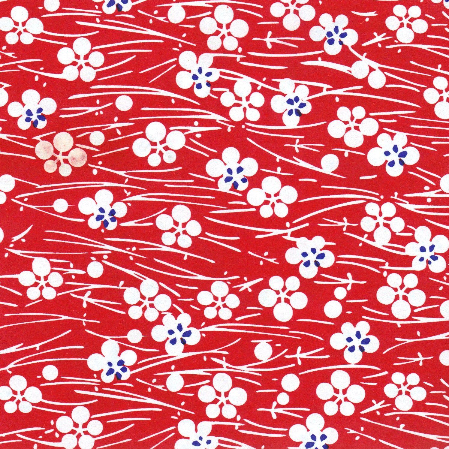 Yuzen Washi Wrapping Paper HZ-270 - Pop Plum Flowers Red - washi paper - Lavender Home London