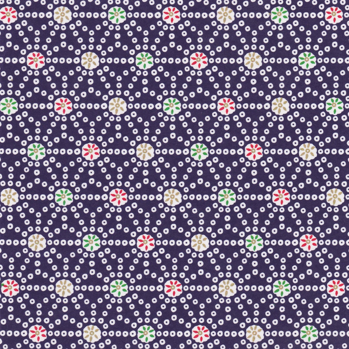 Pack of 20 Sheets 14x14cm Yuzen Washi Origami Paper HZ-277 - Dots Hemp Leaf Navy - washi paper - Lavender Home London