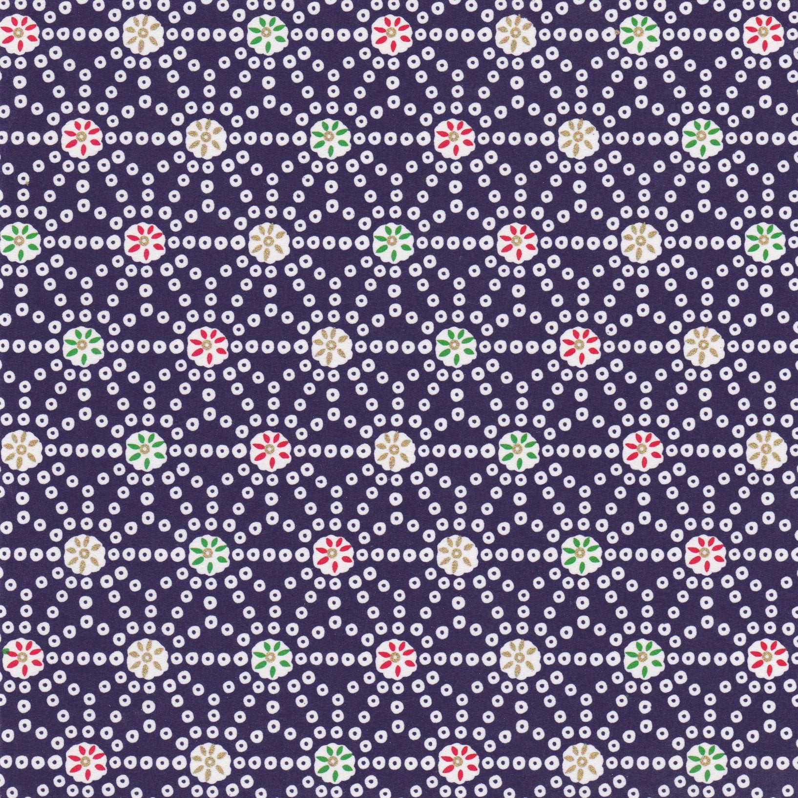 Pack of 20 Sheets 14x14cm Yuzen Washi Origami Paper HZ-277 - Dots Hemp Leaf Navy - washi paper - Lavender Home London