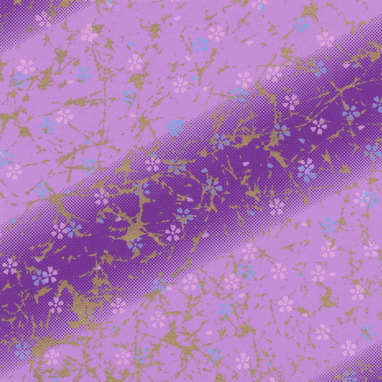 Pack of 20 Sheets 14x14cm Yuzen Washi Origami Paper HZ-279 - Small Cherry Blossom Purple Gradation - washi paper - Lavender Home London