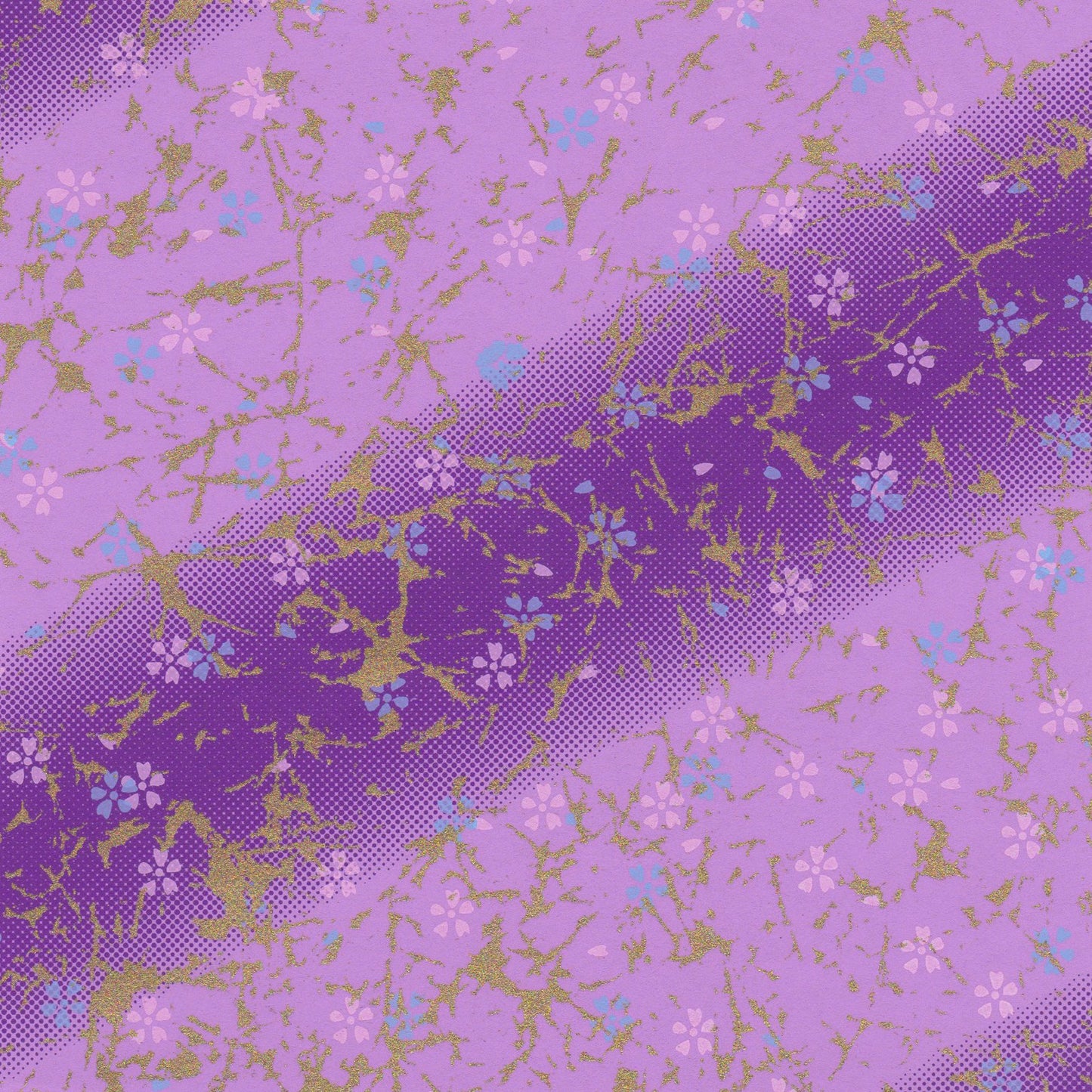 Pack of 20 Sheets 14x14cm Yuzen Washi Origami Paper HZ-279 - Small Cherry Blossom Purple Gradation - washi paper - Lavender Home London