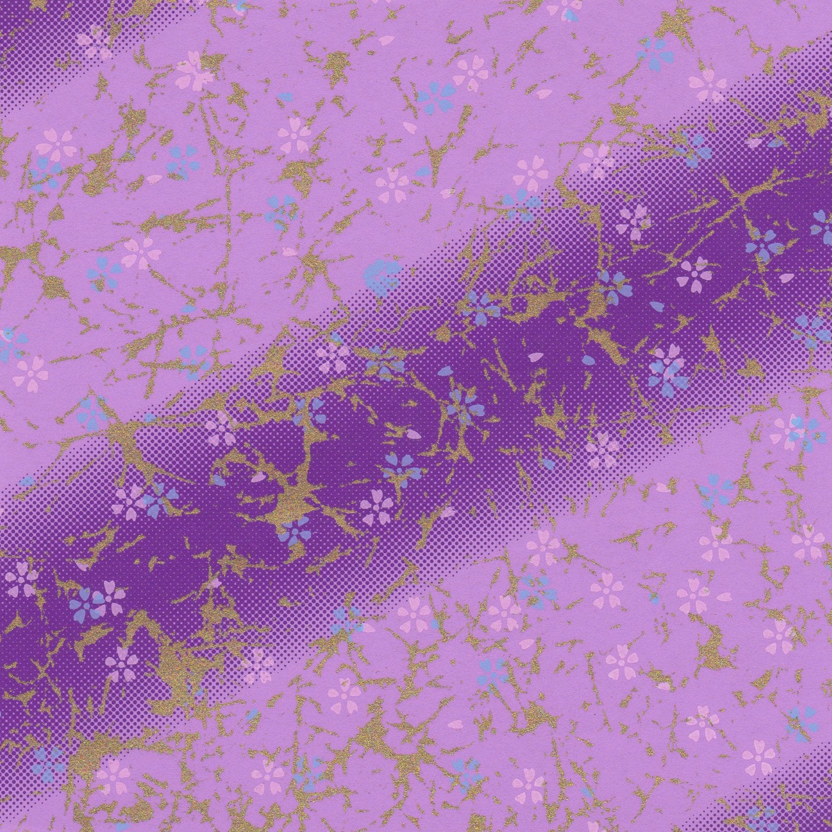 Pack of 20 Sheets 14x14cm Yuzen Washi Origami Paper HZ-279 - Small Cherry Blossom Purple Gradation - washi paper - Lavender Home London