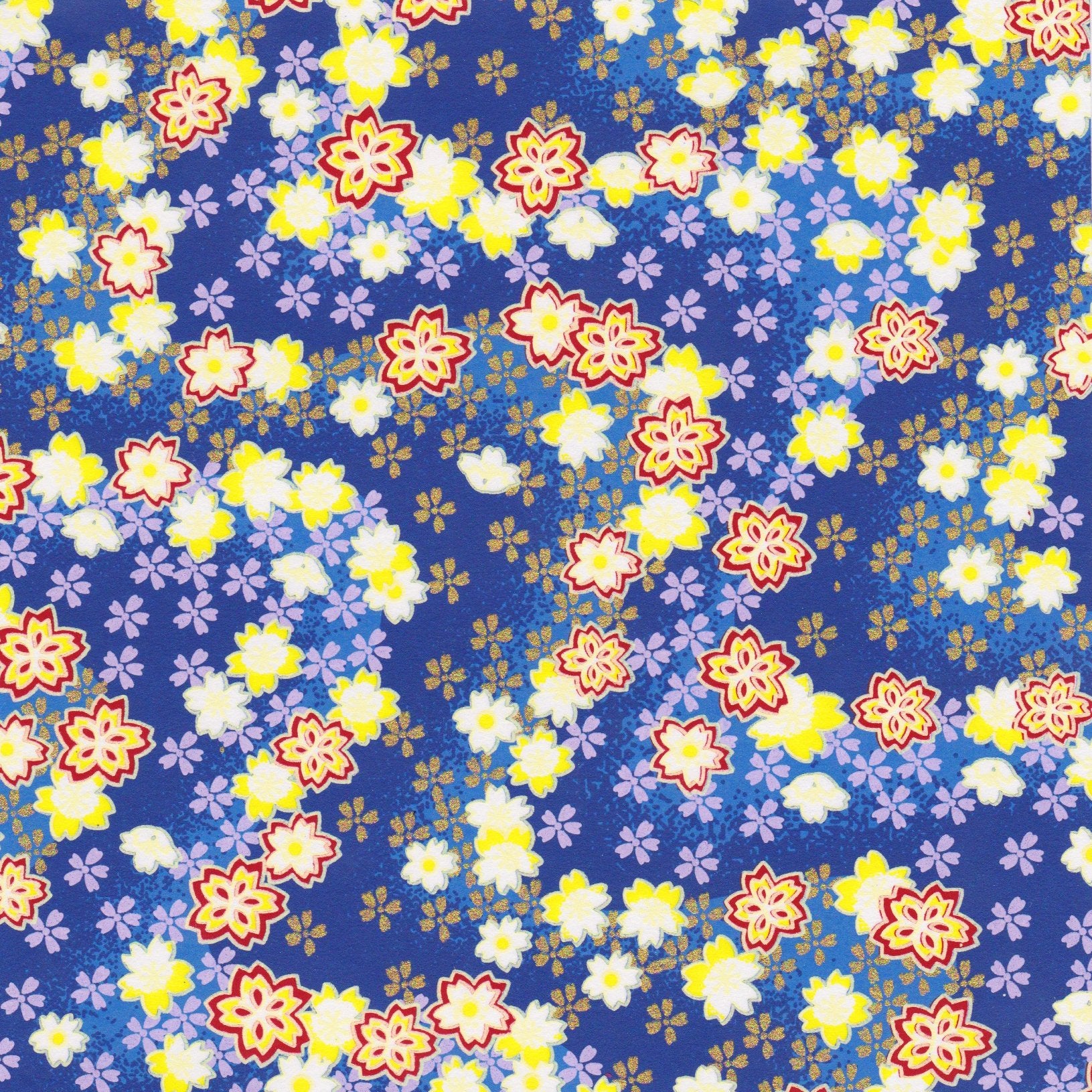 Pack of 20 Sheets 14x14cm Yuzen Washi Origami Paper HZ-329 - Cherry Blossom Blue - washi paper - Lavender Home London