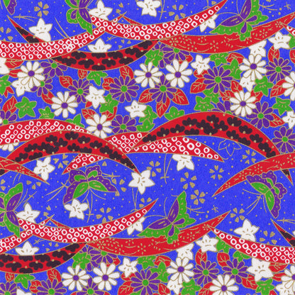 Pack of 20 Sheets 14x14cm Yuzen Washi Origami Paper HZ-330 - Bellflowers & Butterflies Blue - washi paper - Lavender Home London