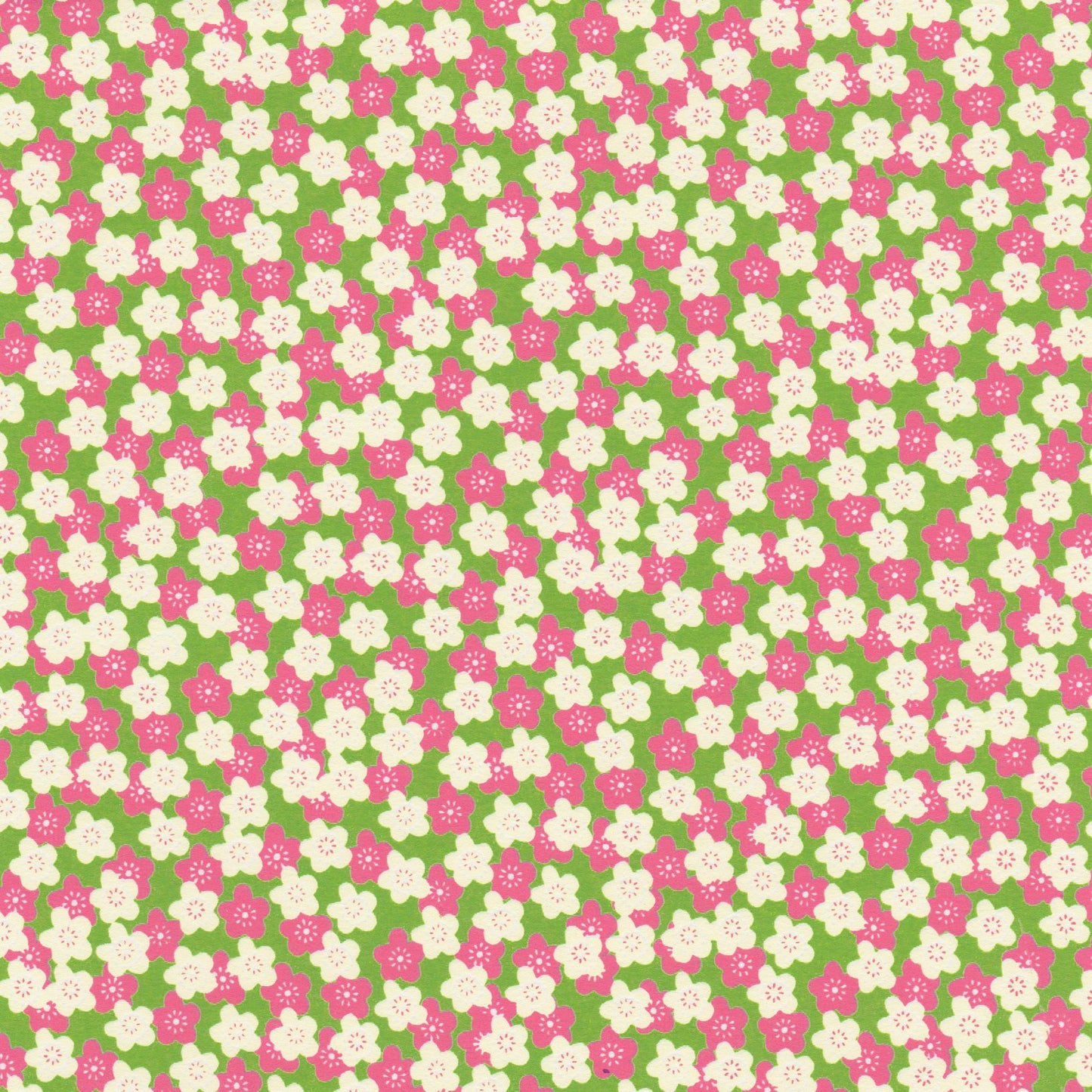 Pack of 20 Sheets 14x14cm Yuzen Washi Origami Paper HZ-336 - Small Plum Flowers Matcha - washi paper - Lavender Home London