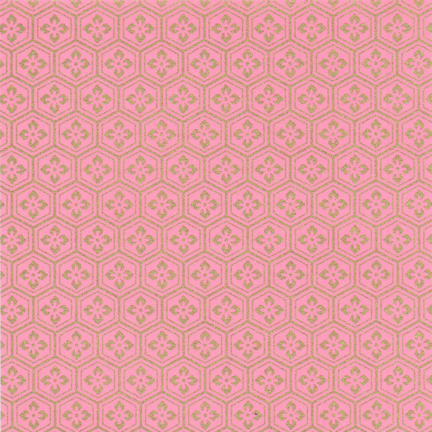 Pack of 20 Sheets 14x14cm Yuzen Washi Origami Paper HZ-343 - Pink Gold Tortoiseshell Diamond Flower - washi paper - Lavender Home London