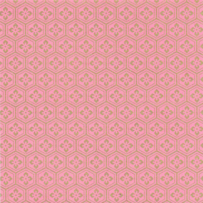 Pack of 20 Sheets 14x14cm Yuzen Washi Origami Paper HZ-343 - Pink Gold Tortoiseshell Diamond Flower - washi paper - Lavender Home London