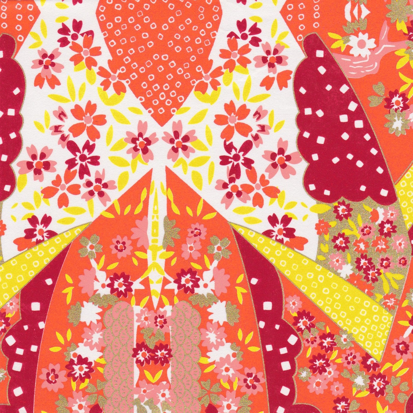 Pack of 20 Sheets 14x14cm Yuzen Washi Origami Paper HZ-355 - Mirage Orange - washi paper - Lavender Home London