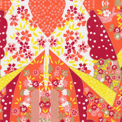 Pack of 20 Sheets 14x14cm Yuzen Washi Origami Paper HZ-355 - Mirage Orange - washi paper - Lavender Home London