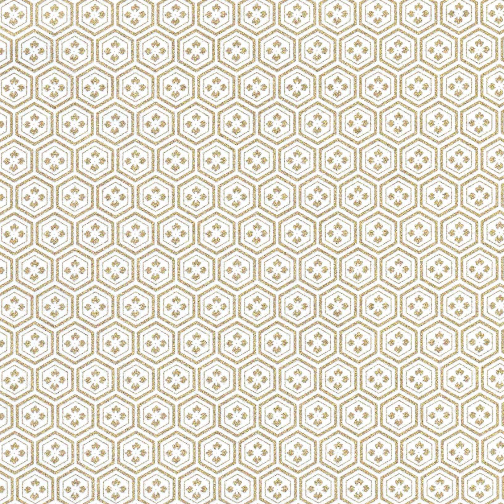 Pack of 20 Sheets 14x14cm Yuzen Washi Origami Paper HZ-375 - White Gold Tortoiseshell Diamond Flower - washi paper - Lavender Home London