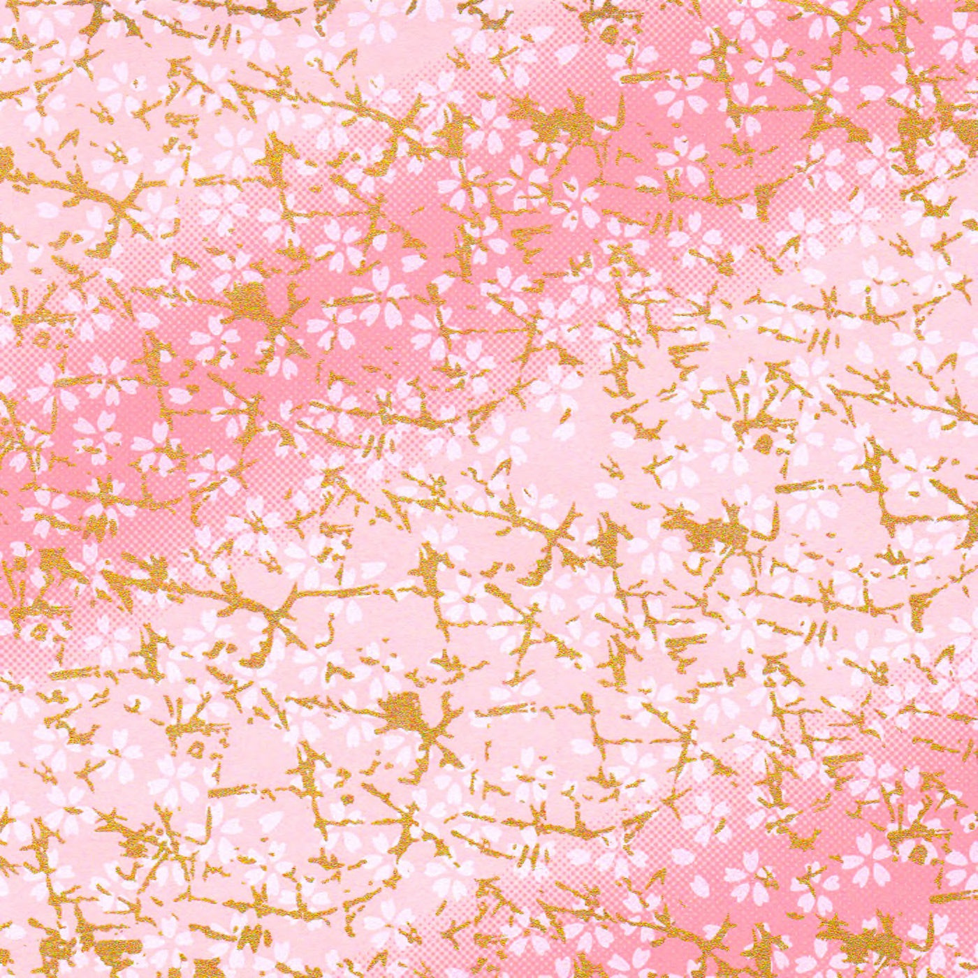 Pack of 20 Sheets 14x14cm Yuzen Washi Origami Paper HZ-380 - Small Cherry Blossom Pink Gradation - washi paper - Lavender Home London