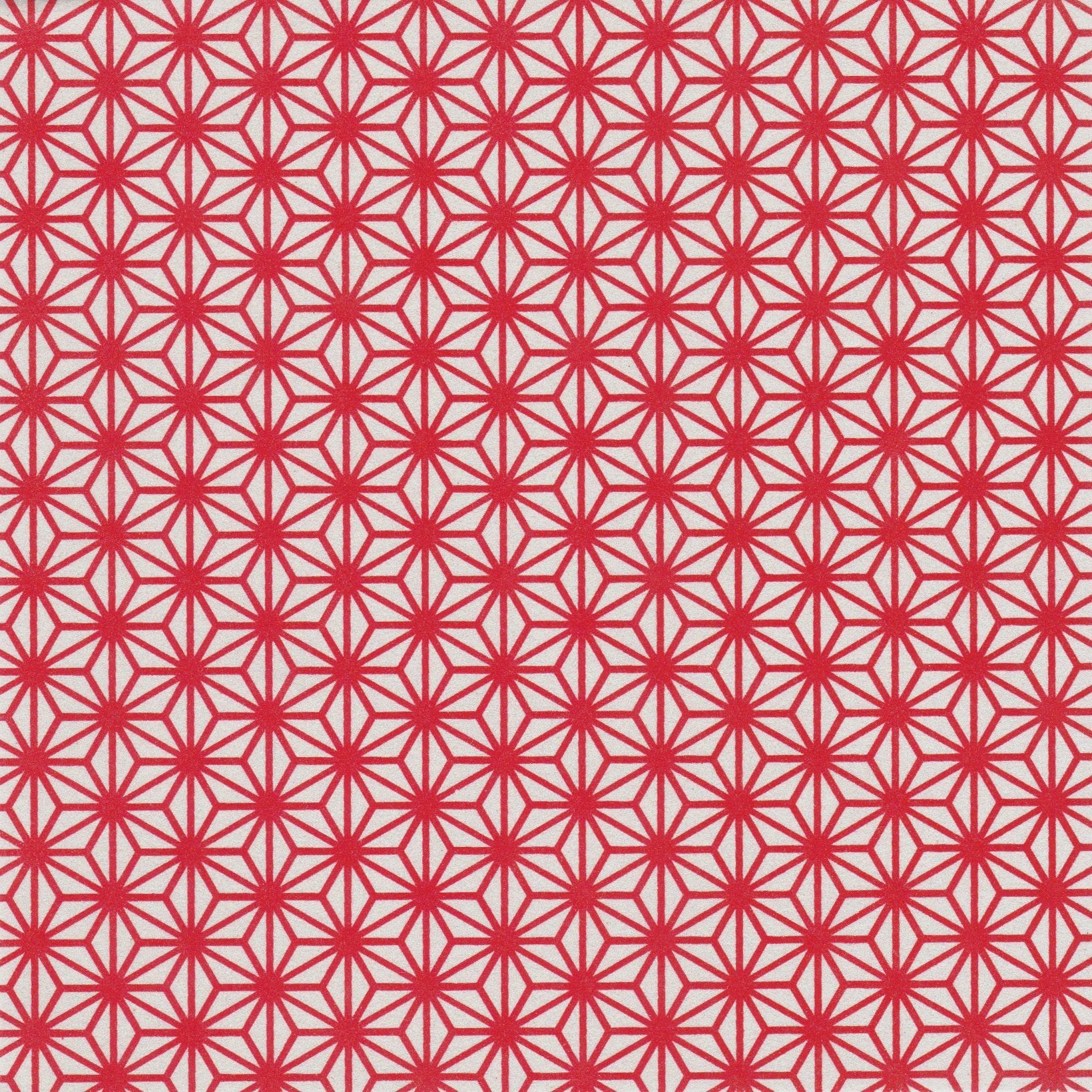 Pack of 20 Sheets 14x14cm Yuzen Washi Origami Paper HZ-411 - Red & Silver White Hemp Leaf - washi paper - Lavender Home London