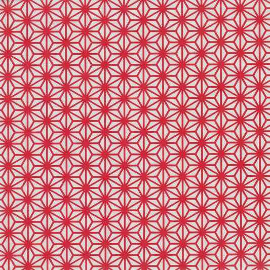 Pack of 20 Sheets 14x14cm Yuzen Washi Origami Paper HZ-411 - Red & Silver White Hemp Leaf - washi paper - Lavender Home London