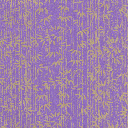 Pack of 20 Sheets 14x14cm Yuzen Washi Origami Paper HZ-438 - Gold Bamboo Iris Purple - washi paper - Lavender Home London