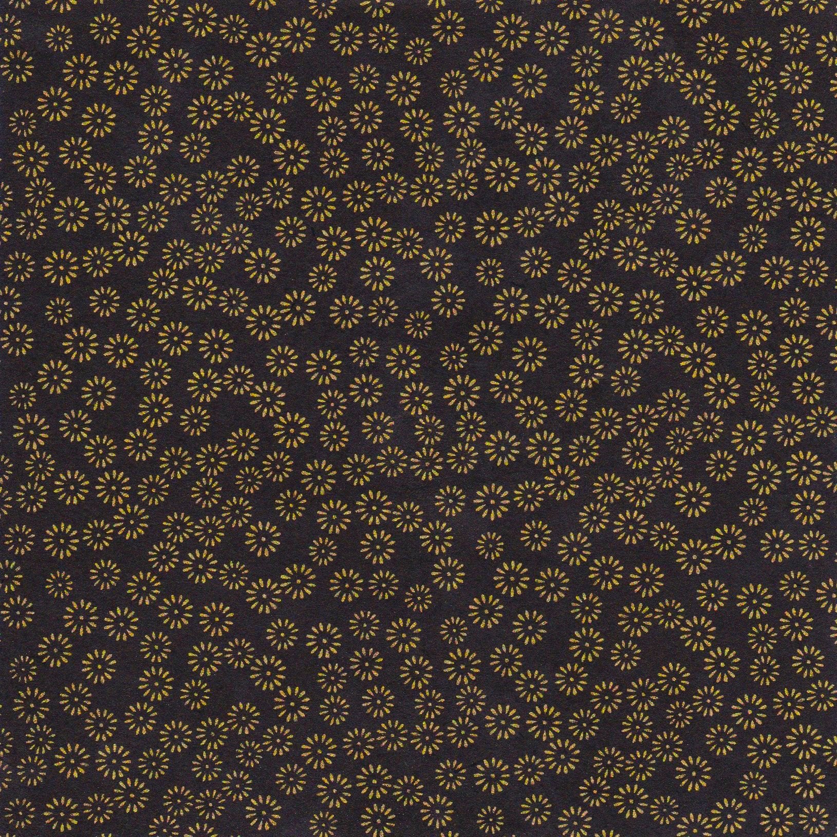 Pack of 20 Sheets 14x14cm Yuzen Washi Origami Paper HZ-445 - Small Chrysanthemum Black - washi paper - Lavender Home London