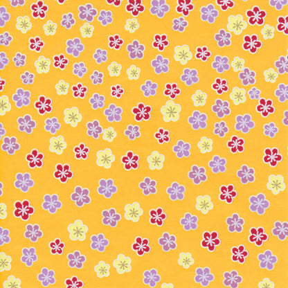 Pack of 20 Sheets 14x14cm Yuzen Washi Origami Paper HZ-498 - Plum Flower Vitamin Yellow - washi paper - Lavender Home London
